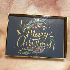 Merry Christmas Navy Blue Holly Berry Holiday Greeting Cards Set of 16 NWT